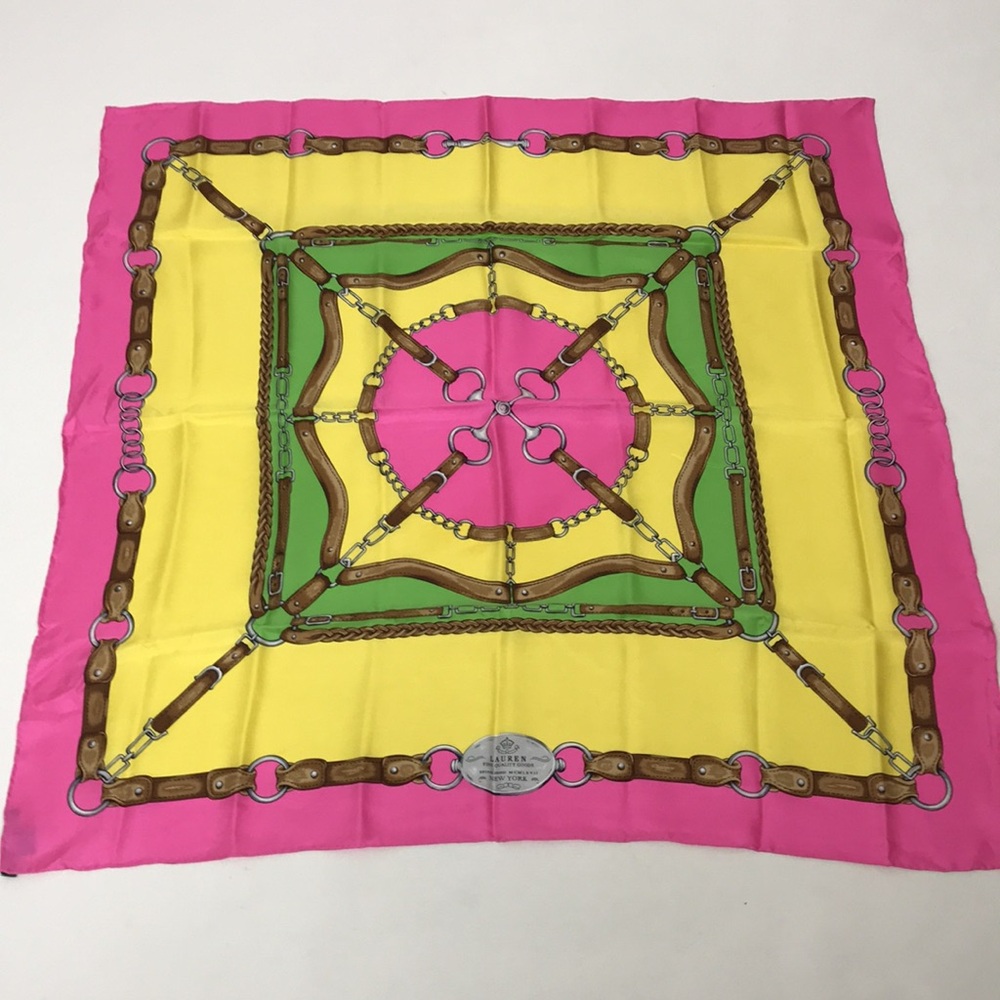 Vintage Lauren  Ralph Lauren "Horsebit" Silk Jacquard Scarf